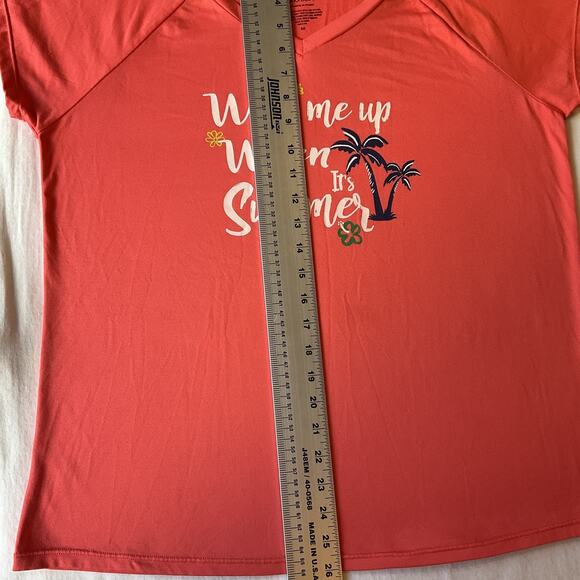 Cuddl Duds Women Shirt M Coral PulloverGraphic Print Wake Me Up When It’s Summer - Picture 4 of 6